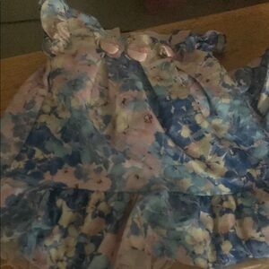 Floral Kids Top in Blue and Pink